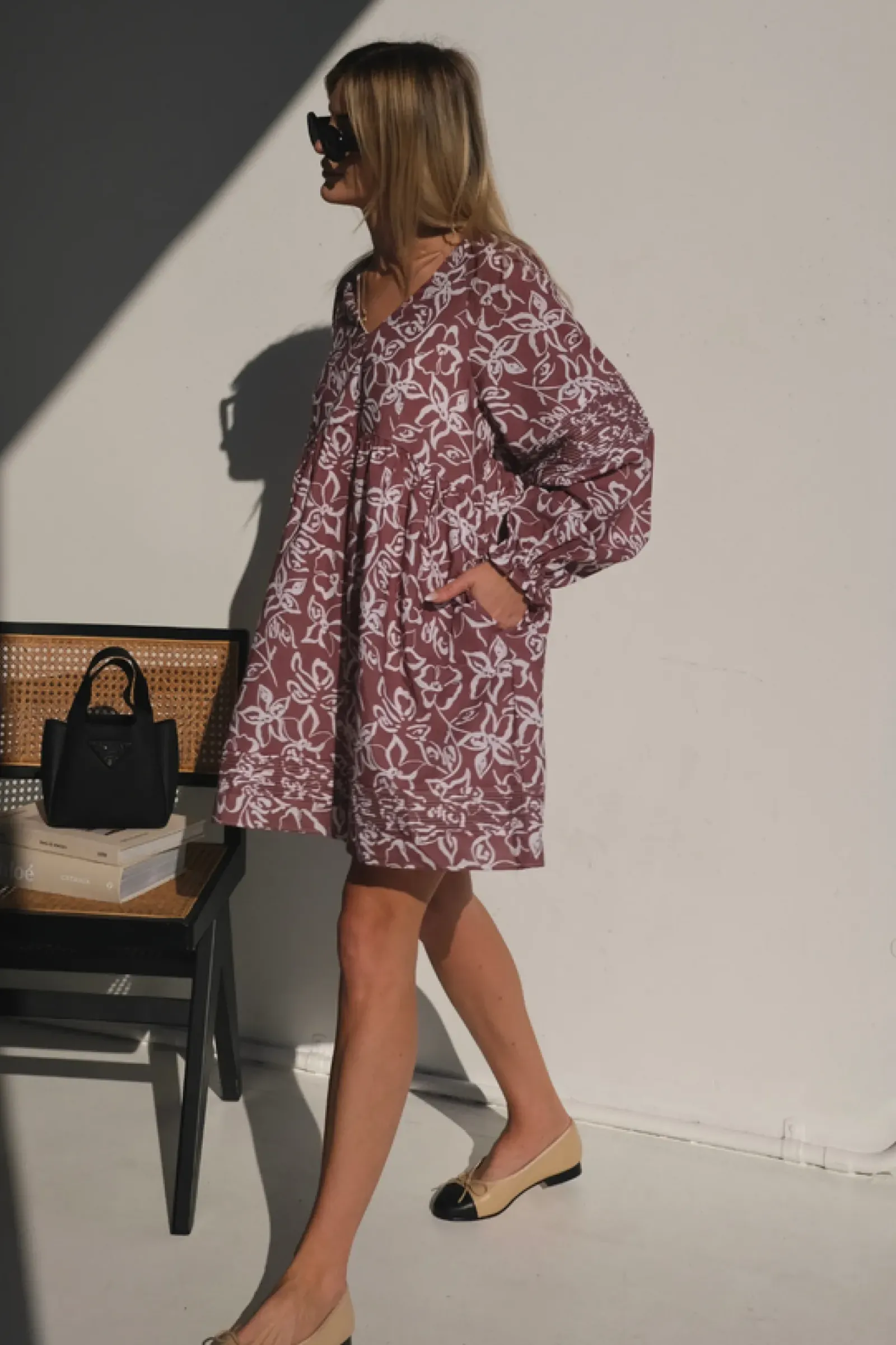 Lunar Fox Dresses|Stevie Linen Dress - Sangria