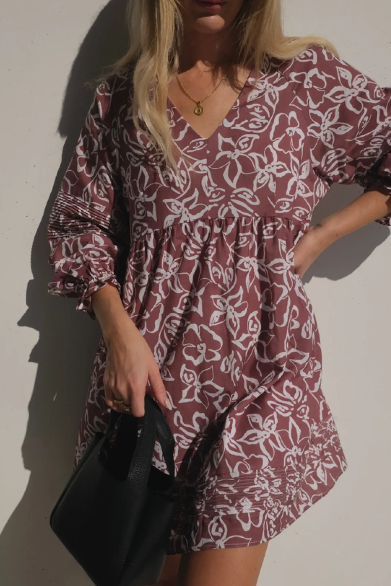 Lunar Fox Dresses|Stevie Linen Dress - Sangria