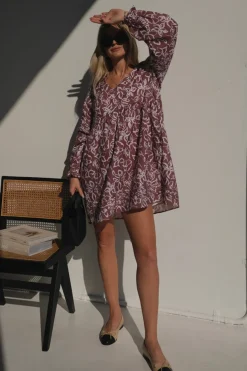 Lunar Fox Dresses|Stevie Linen Dress - Sangria