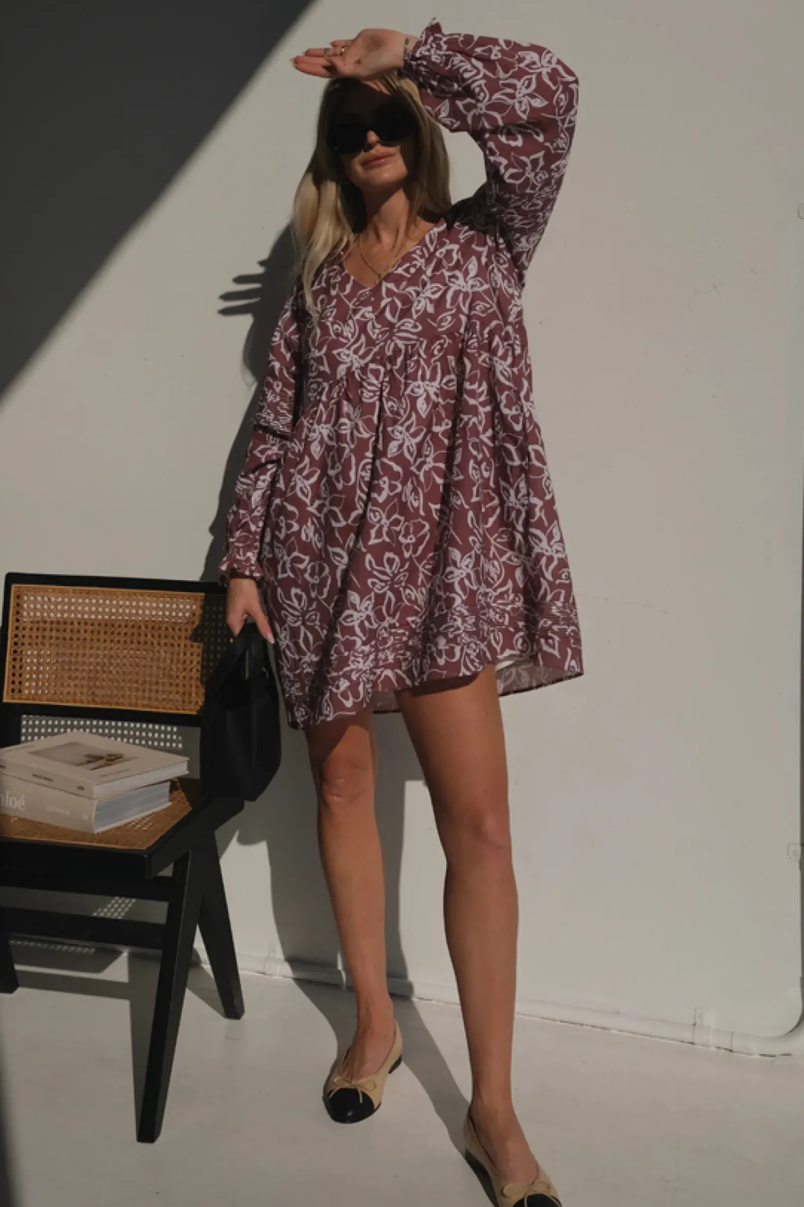 Lunar Fox Dresses|Stevie Linen Dress - Sangria