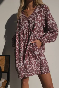 Lunar Fox Dresses|Stevie Linen Dress - Sangria