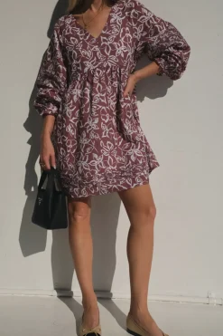 Lunar Fox Dresses|Stevie Linen Dress - Sangria