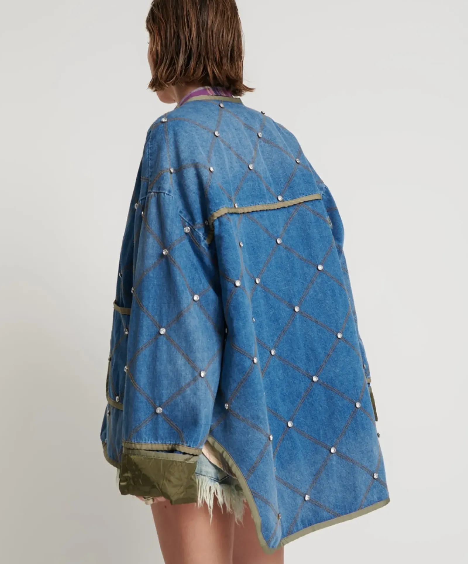 One Teaspoon Jackets & Coats|Bay Blue Quilted Crystal Studded Jacket