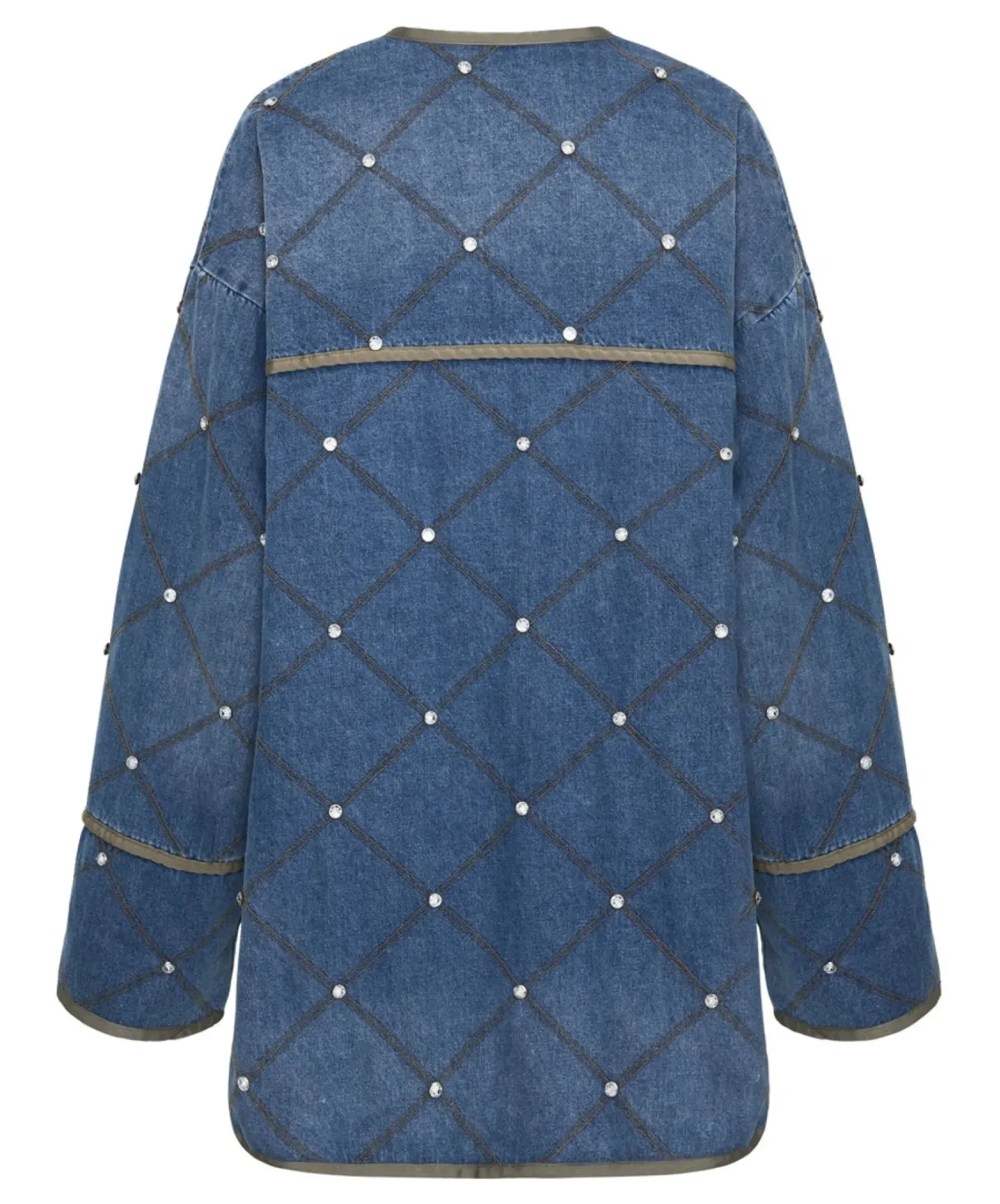 One Teaspoon Jackets & Coats|Bay Blue Quilted Crystal Studded Jacket