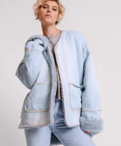 One Teaspoon Jackets & Coats|Blue Space Teddy Throwover Denim Jacket