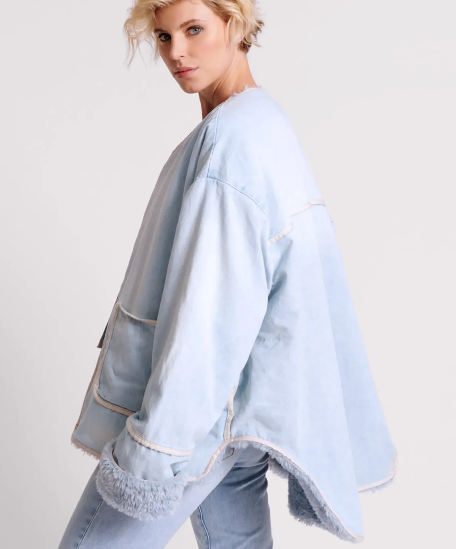 One Teaspoon Jackets & Coats|Blue Space Teddy Throwover Denim Jacket