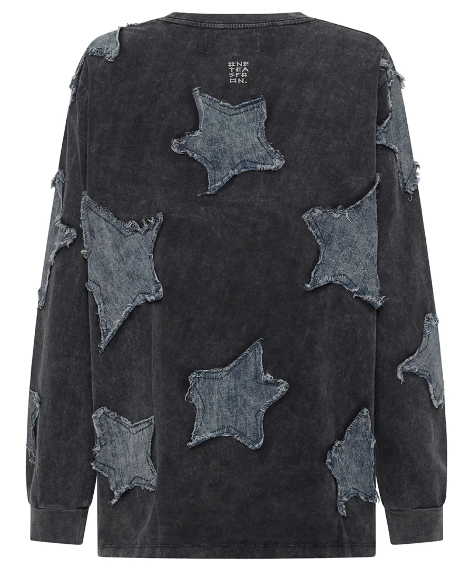 One Teaspoon Tops|Denim Star Boyfriend Longsleeve Tee - Black Acid