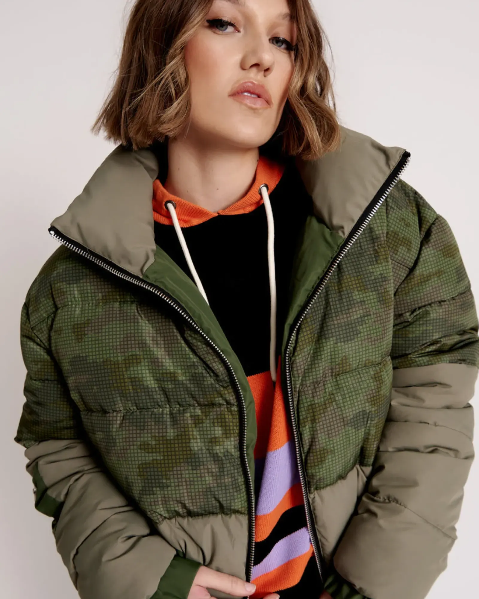 One Teaspoon Jackets & Coats|Dirtee Love Camo Puffa Jacket - Khaki