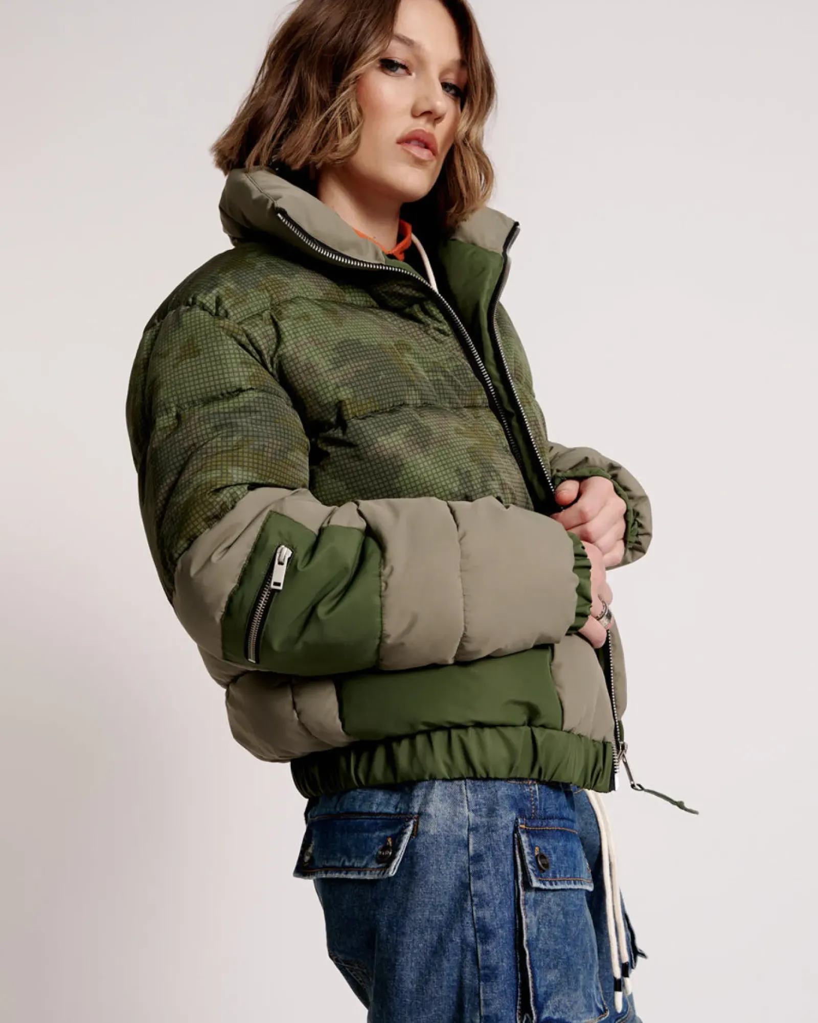 One Teaspoon Jackets & Coats|Dirtee Love Camo Puffa Jacket - Khaki