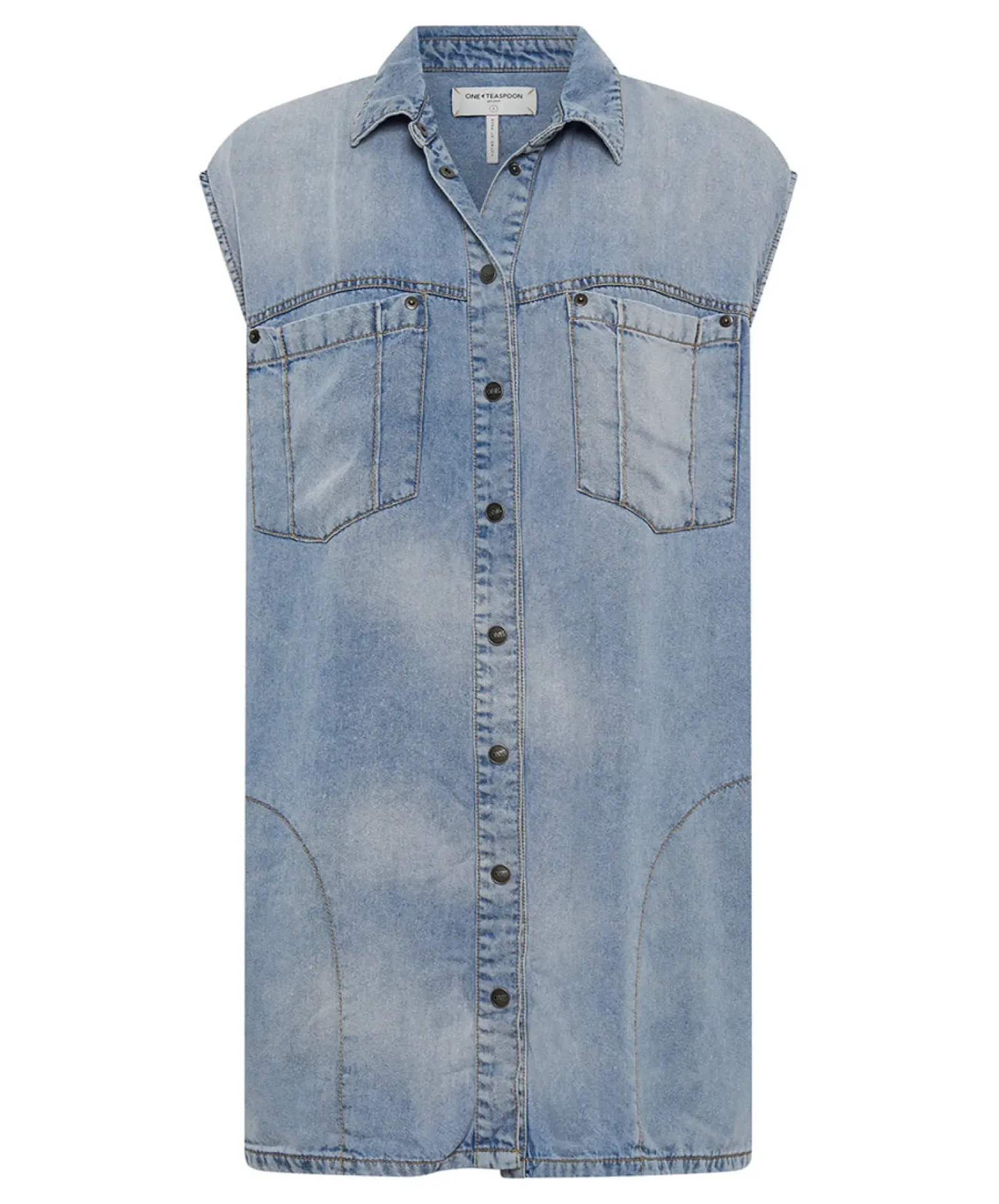 One Teaspoon Dresses|Tencel Shirt Dress - Soft Blue