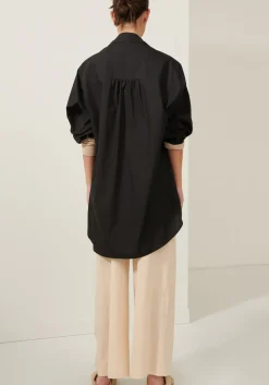 Pol Tops|Lagoon Drape Back Shirt- Black