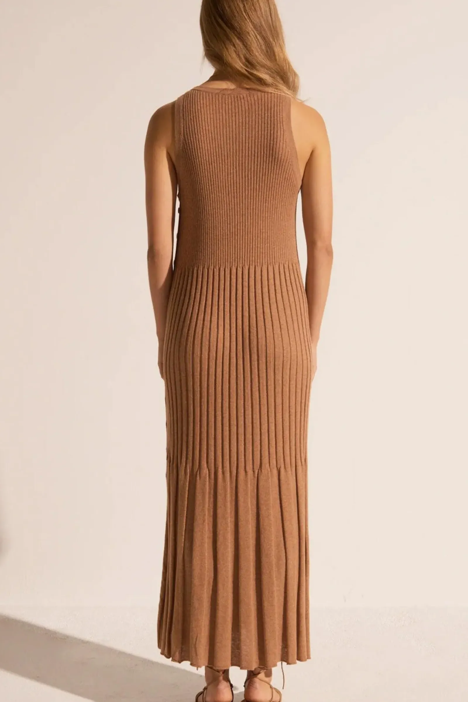 Pol Dresses|Maui Ribbed Tanbk Dress- Toffee