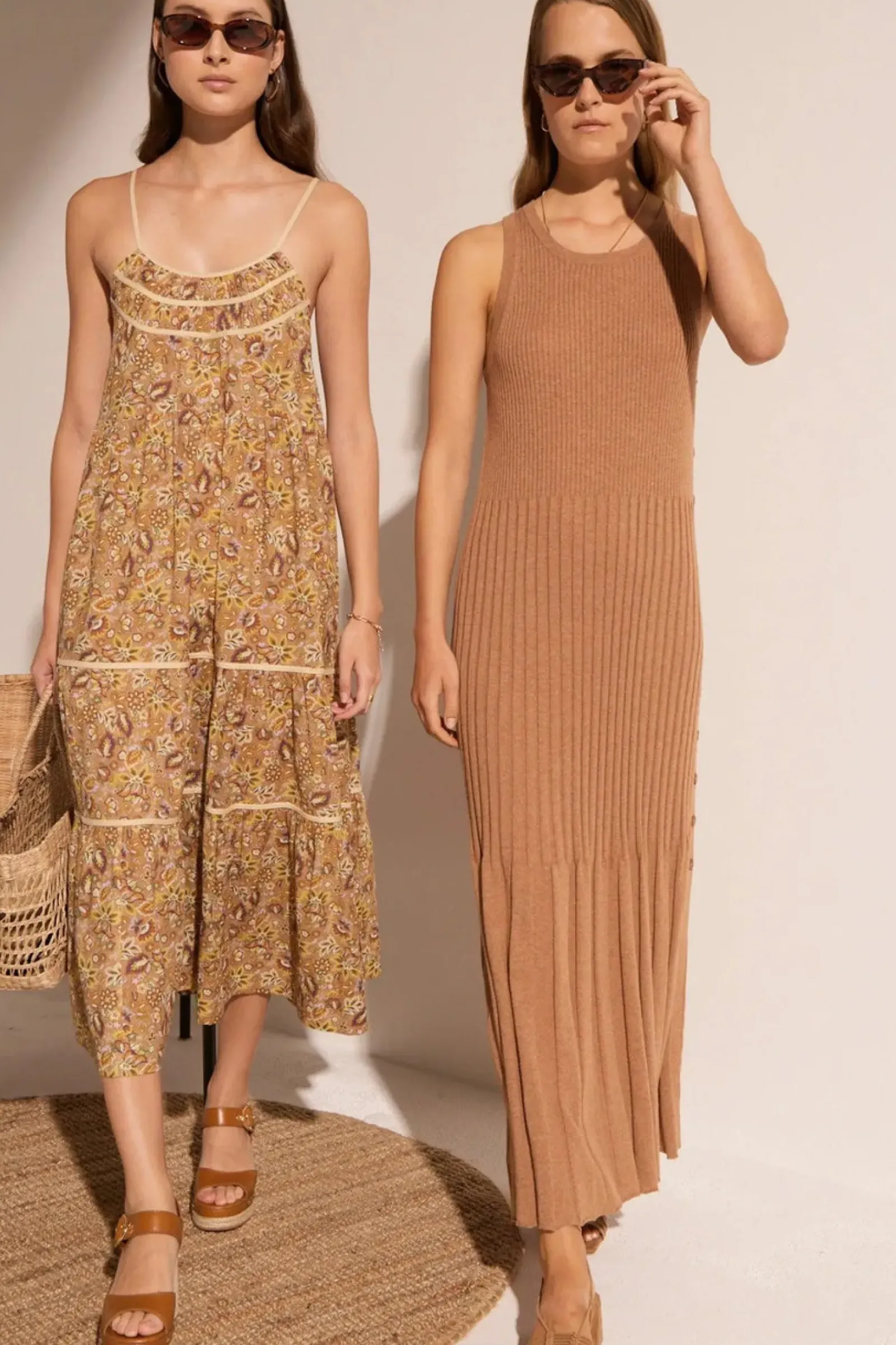 Pol Dresses|Maui Ribbed Tanbk Dress- Toffee