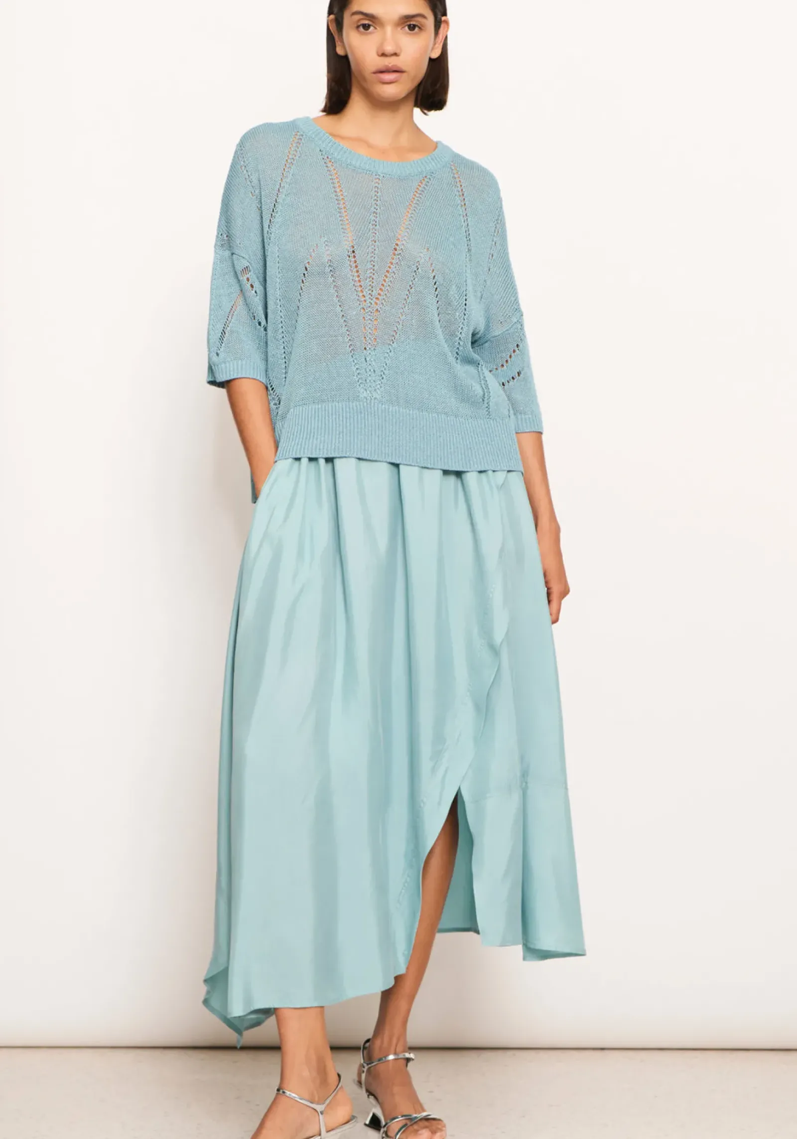 Pol Tops|Knitwear|Pier Knit Tee- Blue