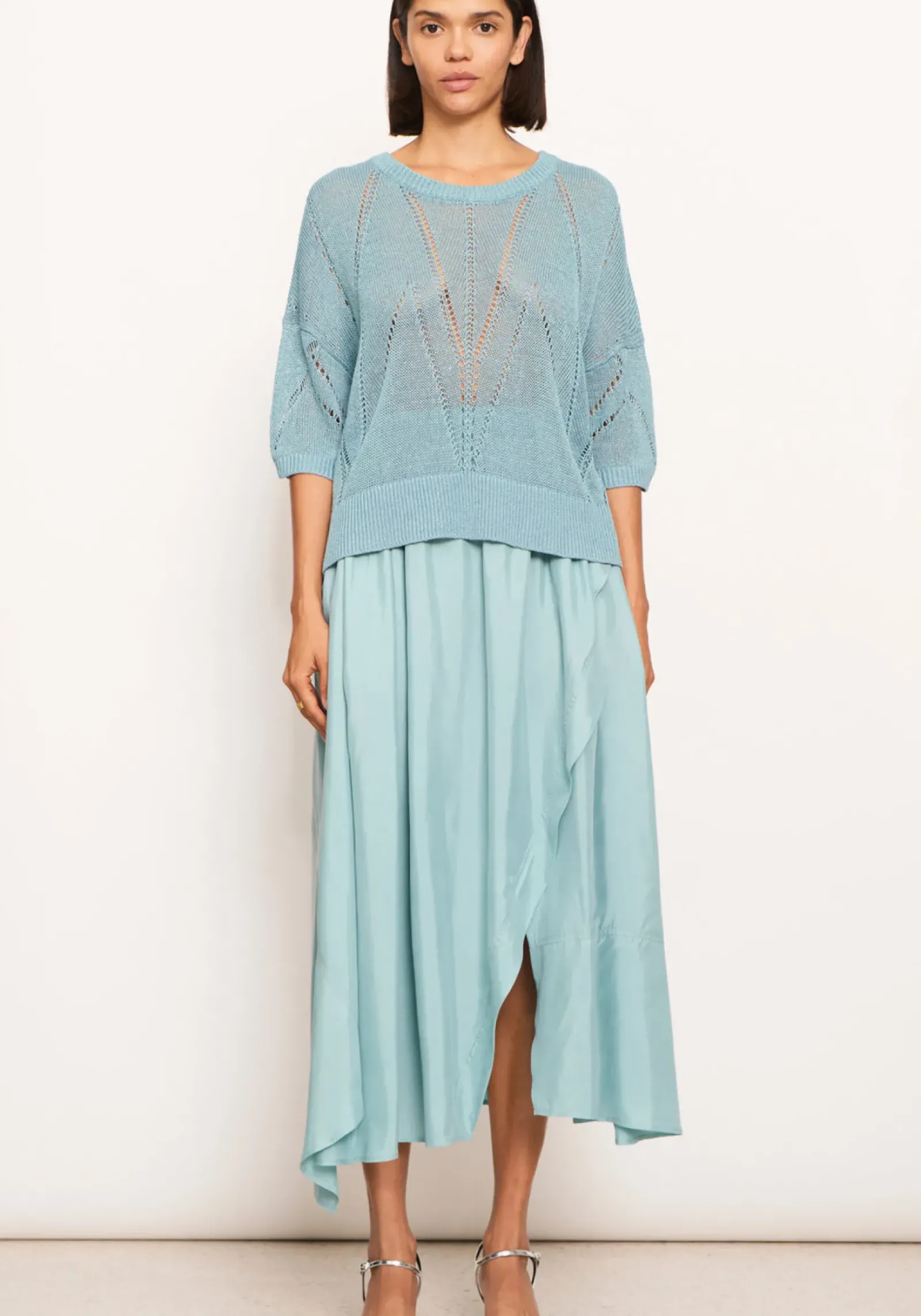 Pol Tops|Knitwear|Pier Knit Tee- Blue