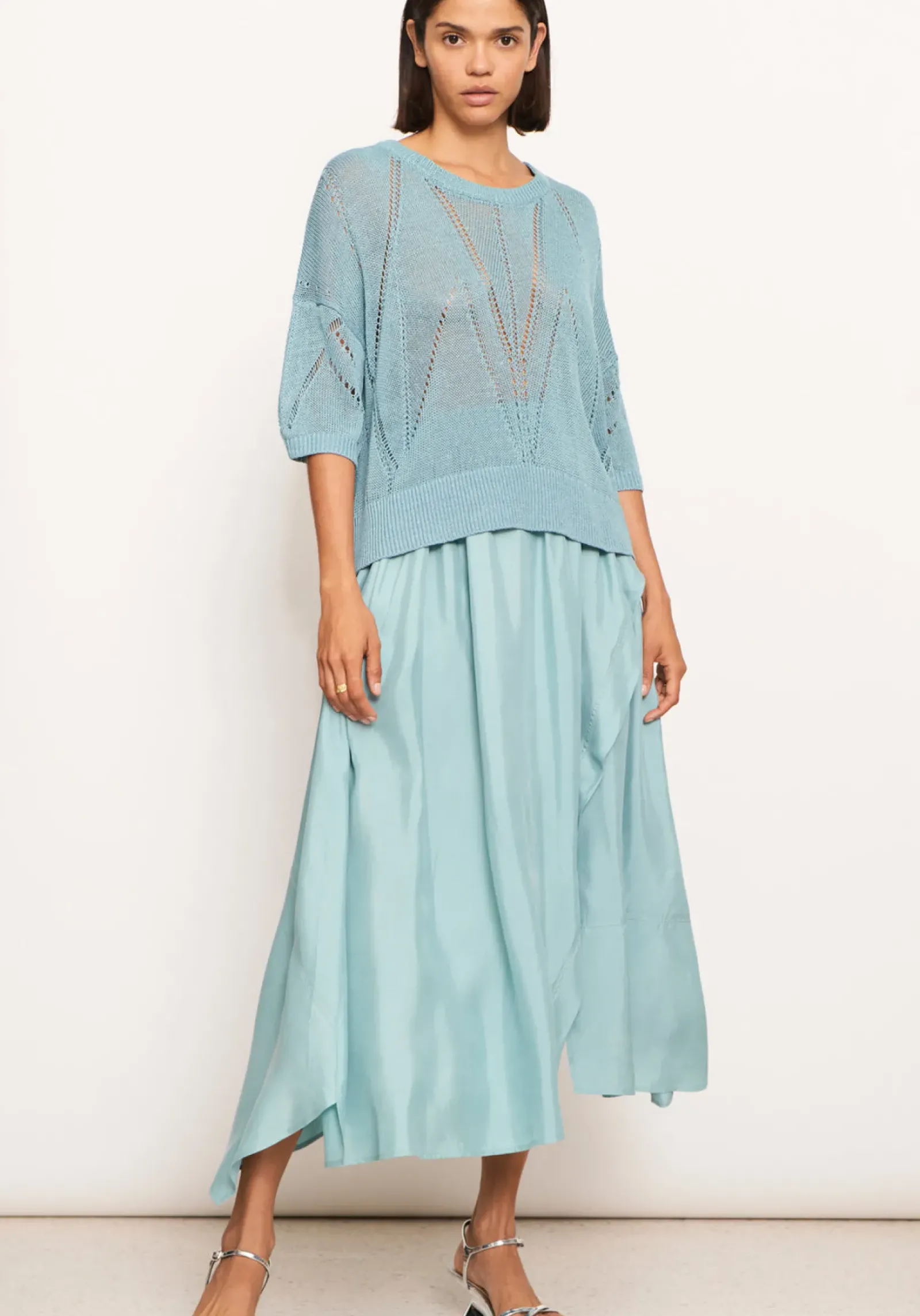 Pol Tops|Knitwear|Pier Knit Tee- Blue