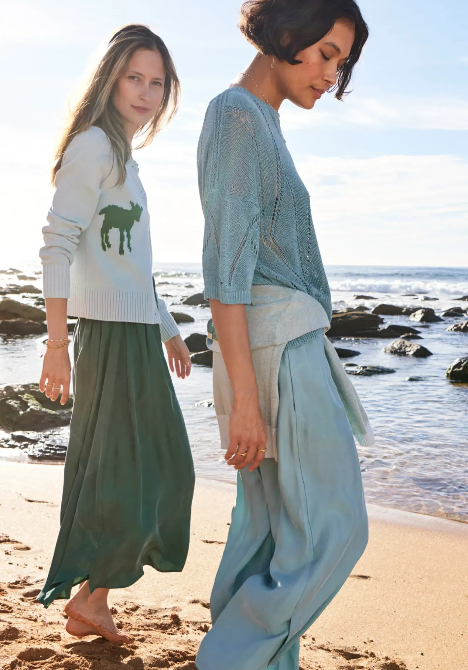 Pol Tops|Knitwear|Pier Knit Tee- Blue