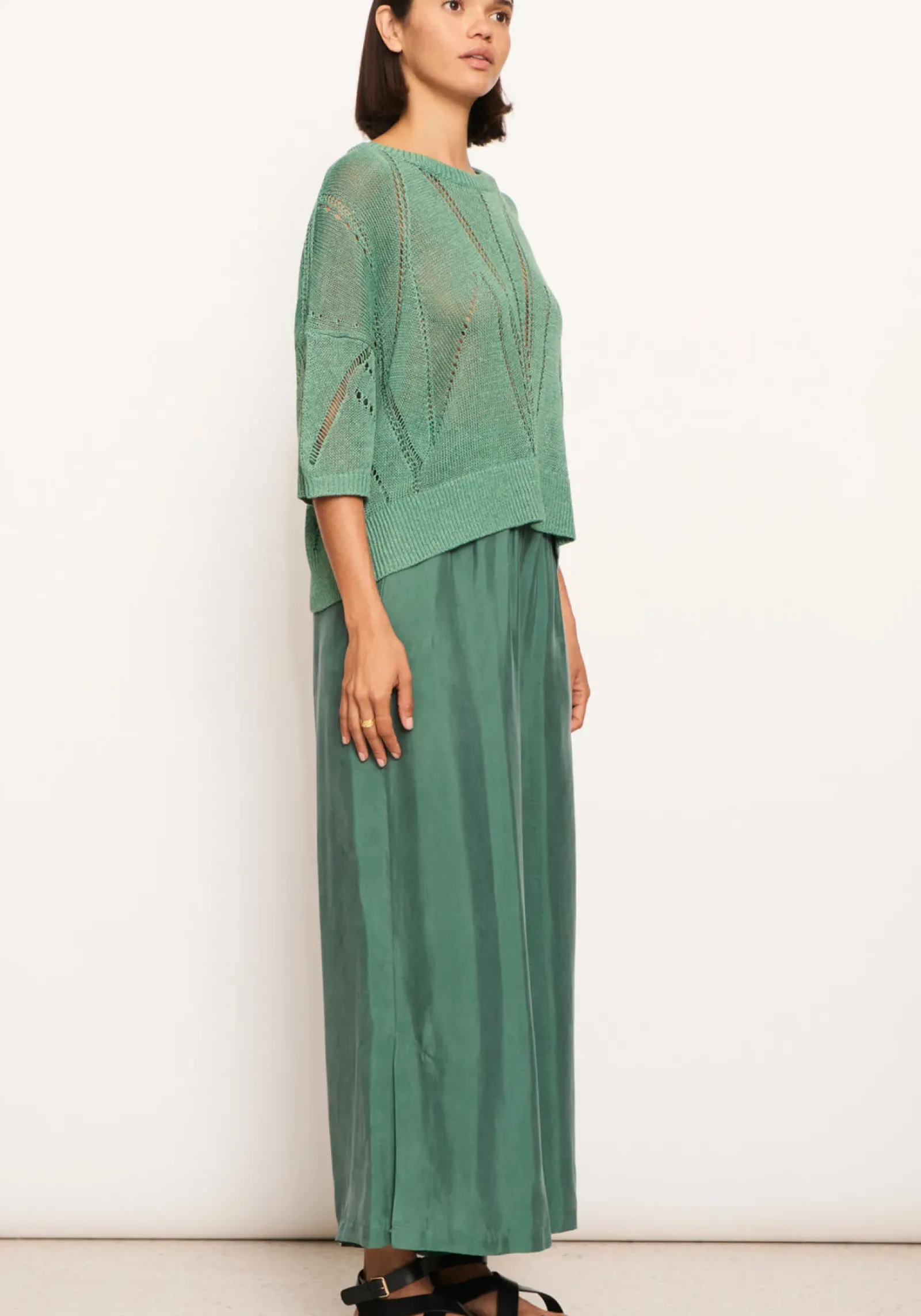 Pol Tops|Knitwear|Pier Knit Tee- Green