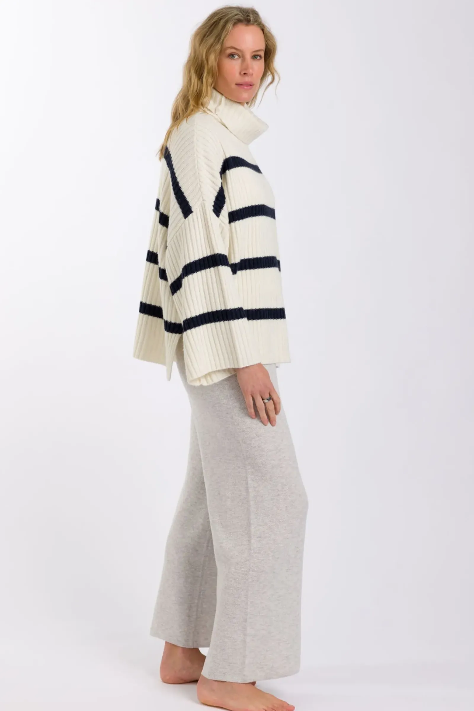Talamaya Knitwear|Divine Rib Pullover - Starling Stripe