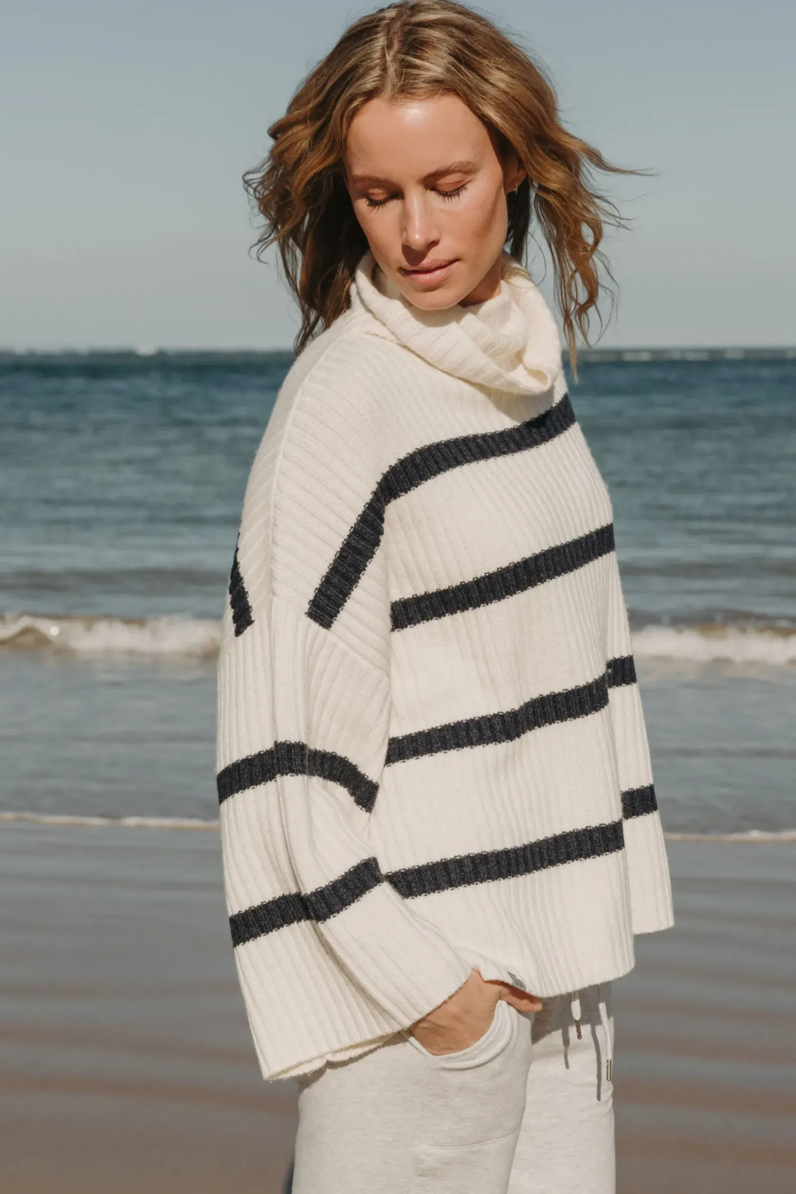 Talamaya Knitwear|Divine Rib Pullover - Starling Stripe