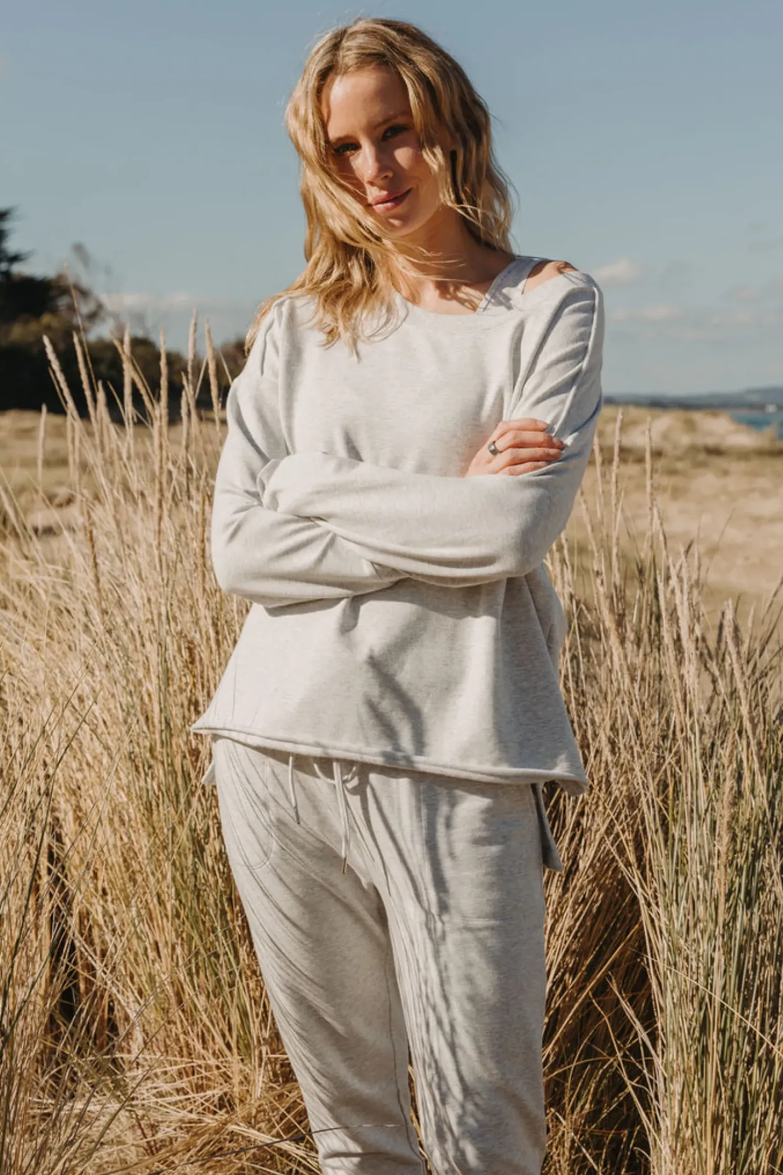 Talamaya Tops|Knitwear|Heavenly Fleece Windcheater - Silver Marle