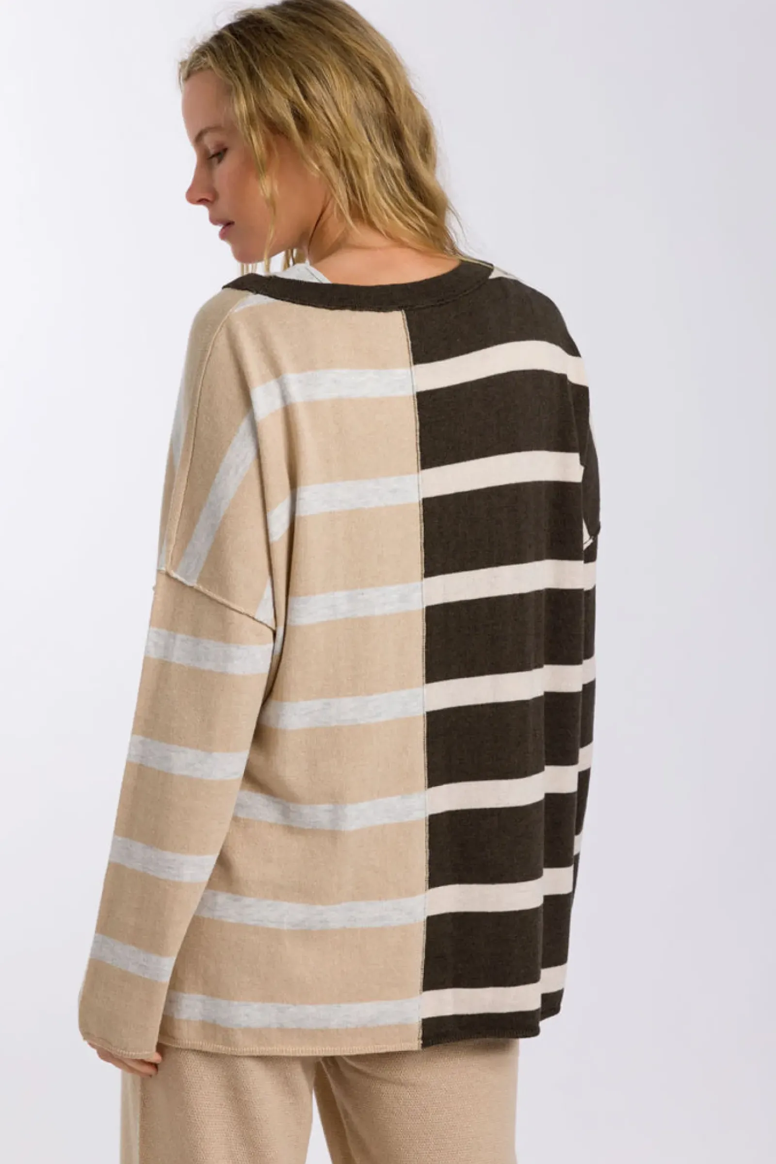 Talamaya Tops|Knitwear|Hinterland Stripe Pullover - Sable Combo