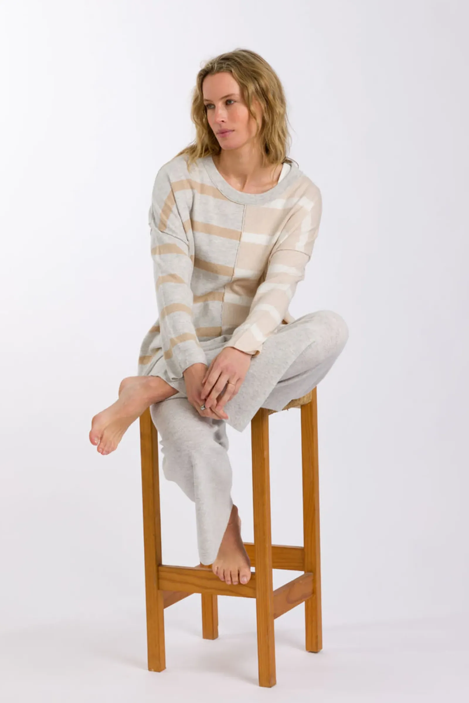 Talamaya Tops|Knitwear|Hinterland Stripe Pullover - Sawdust