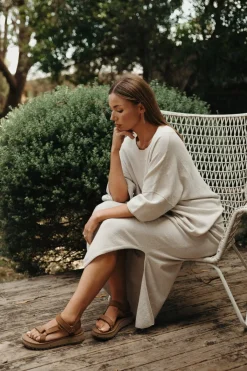 Talamaya Tops|Retreat Cotton Twist Tee Pullover - Silver & Salt