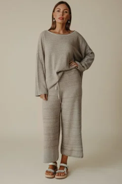 Talamaya Pants|Retreat Cotton Twist Pant - Dusty Olive & White