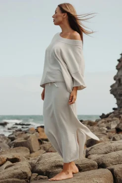 Talamaya Skirts|Retreat Cotton Twist Skirt - Silver & White