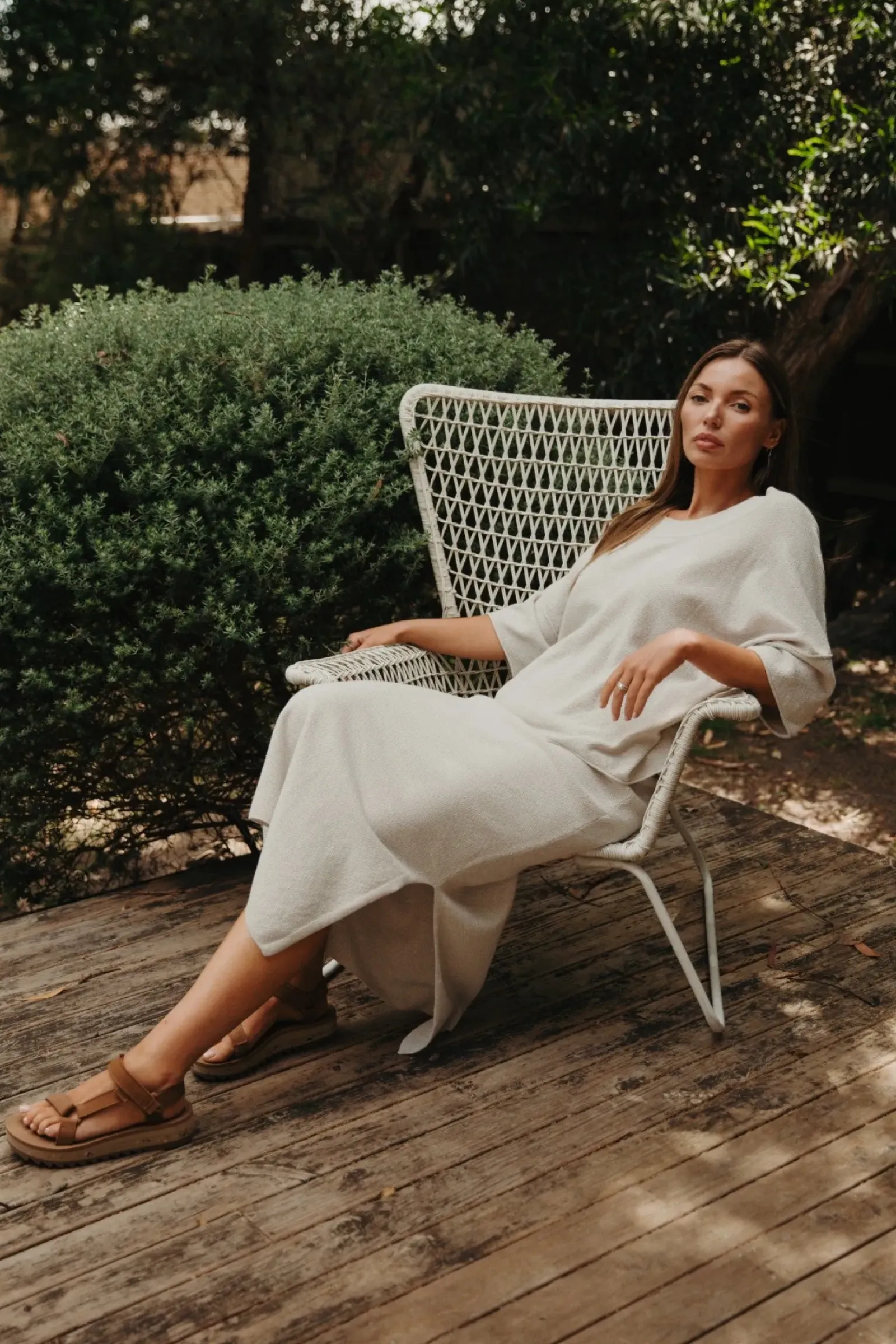 Talamaya Skirts|Retreat Cotton Twist Skirt - Silver & White