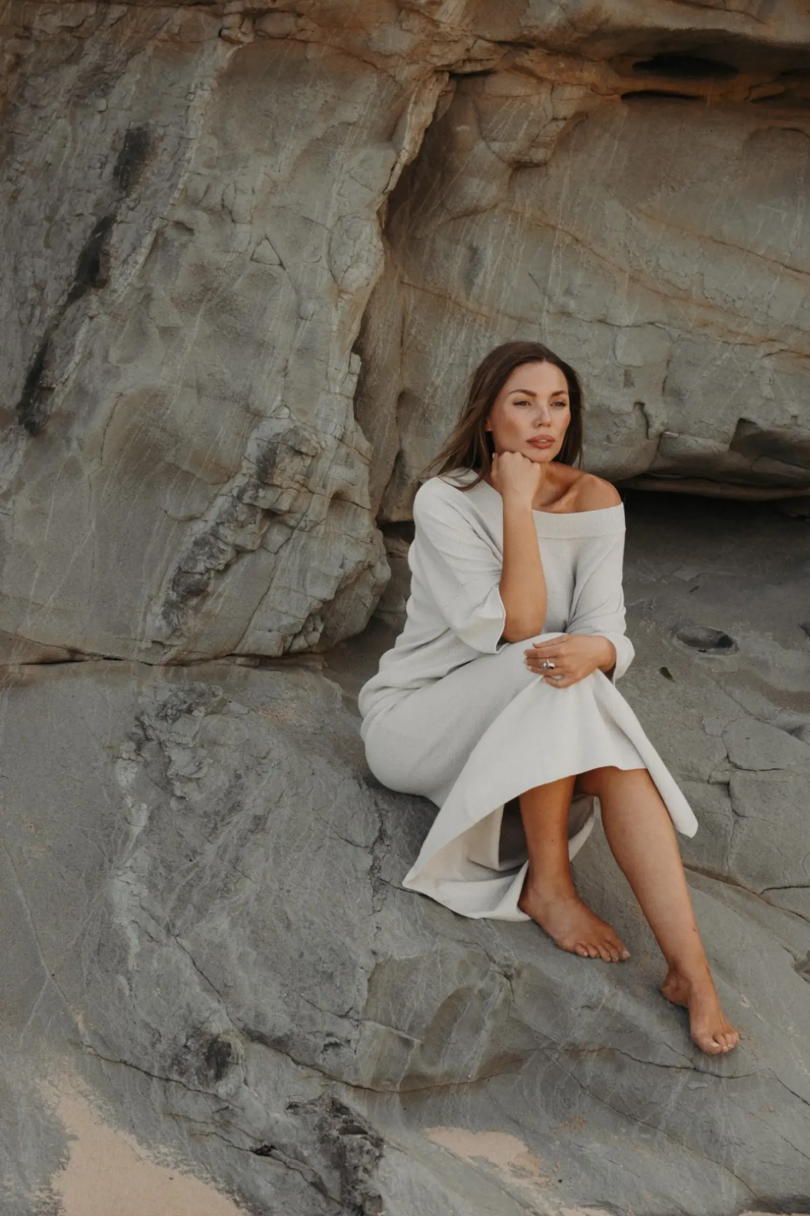 Talamaya Skirts|Retreat Cotton Twist Skirt - Silver & White
