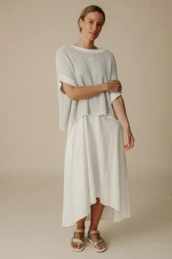 Talamaya Tops|Sunray Rib Crop Pullover - White