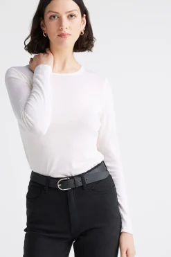 Toorallie Tops|Knitwear|Crew Merino Tee - Warm White