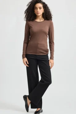 Toorallie Tops|Knitwear|Crew Merino Tee - Espresso