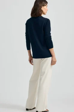 Toorallie Knitwear|Fine Merino Crew - Navy
