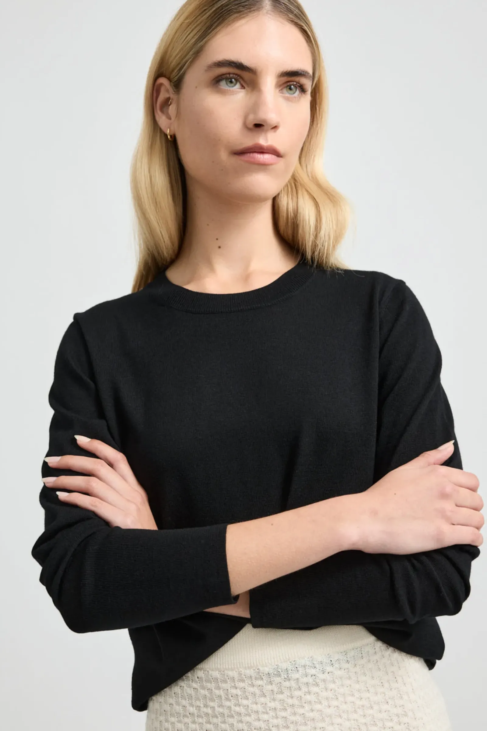 Toorallie Knitwear|Fine Merino Crew - Black