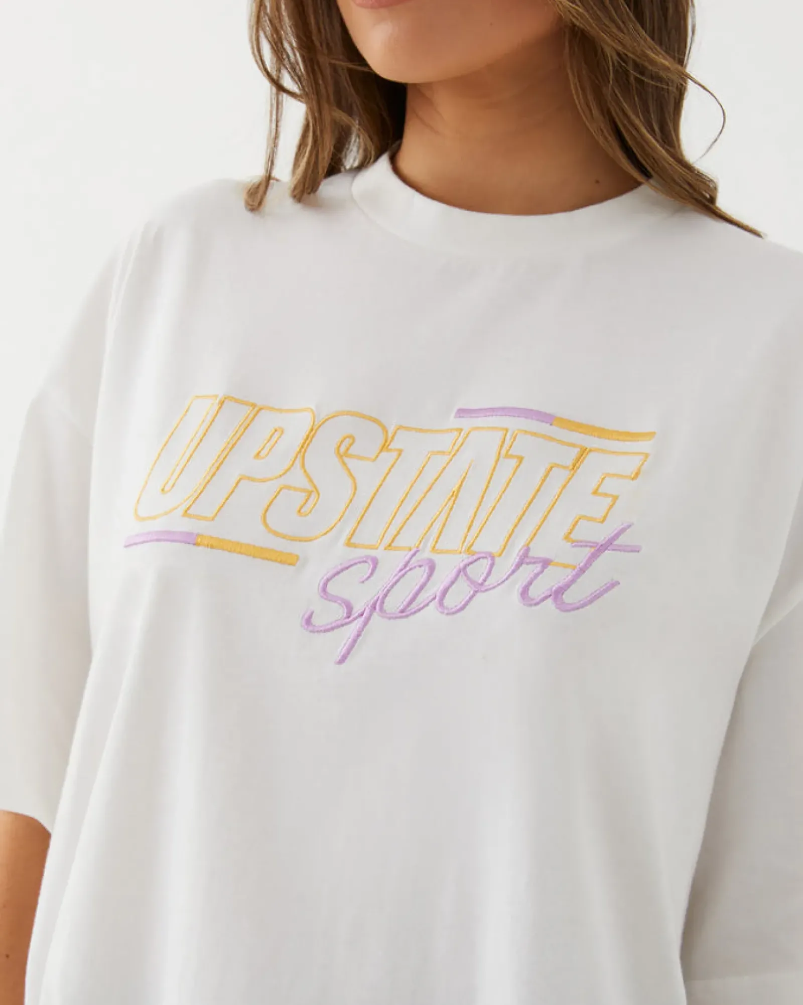 Upstate Tops|Hustle Tee- White Bars