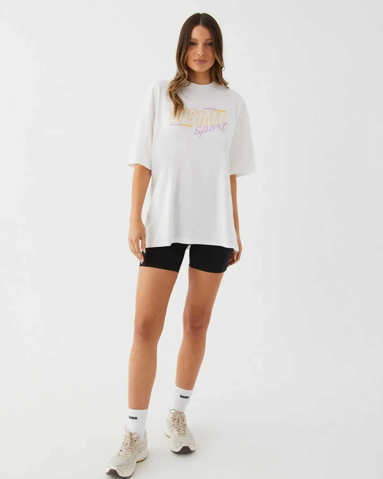 Upstate Tops|Hustle Tee- White Bars