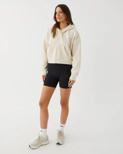 Upstate Jumpers|Zip Through Cropped Hoodie- Chalk Multi