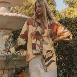 Wandering Folk Toggle Menu|Tops|Glades Over Swim Shirt - Chamomile