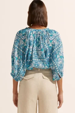 Zoe Kratzmann Tops|Hanker Top - Sapphire Tile